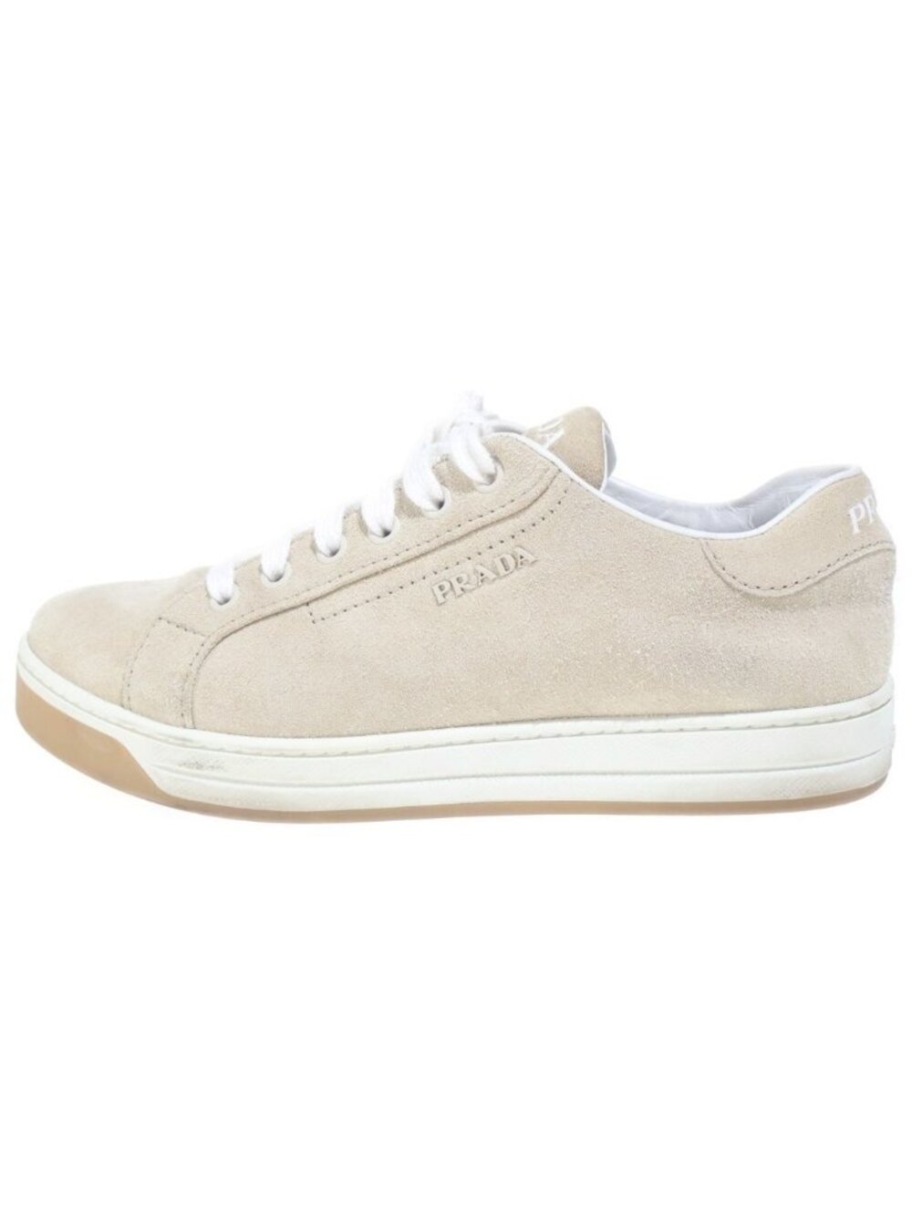 Prada Suede Downtown Sneakers Low-Cut Beige